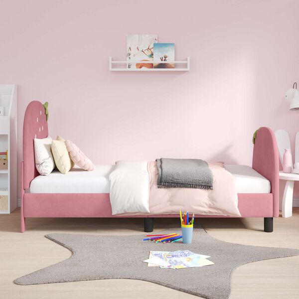 vidaXL Children's Bed Frame with Headboard Pink 80 x 160 cm Velvet