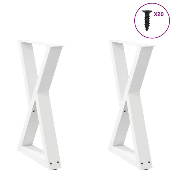 vidaXL Dining Table Legs 2 pcs White 50x(72-73.3) cm Steel