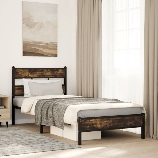 vidaXL Bed Frame without Mattress with Headboard Sonoma Oak 75x190 cm Small Single