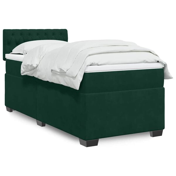 vidaXL Box Spring Bed with Mattress Dark Green 80x200 cm Velvet