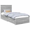 vidaXL Bed Frame with Drawer Grey Sonoma 90 x 200 cm Engineered Wood