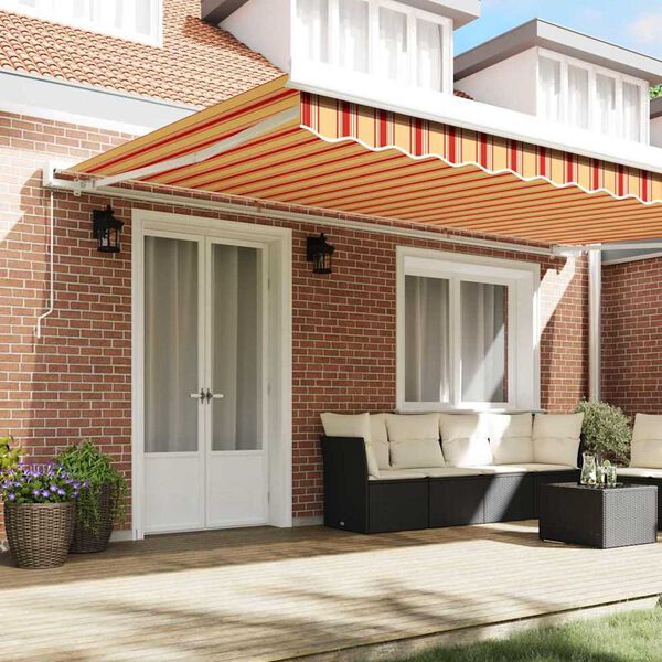 vidaXL Retractable Awning Yellow and Orange 500 x 300 cm