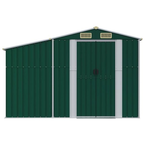 vidaXL Garden Shed Green 277x365.5x179 cm Galvanised Steel