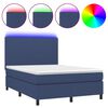 vidaXL Box Spring Bed with Mattress&LED Blue 140x200 cm Fabric