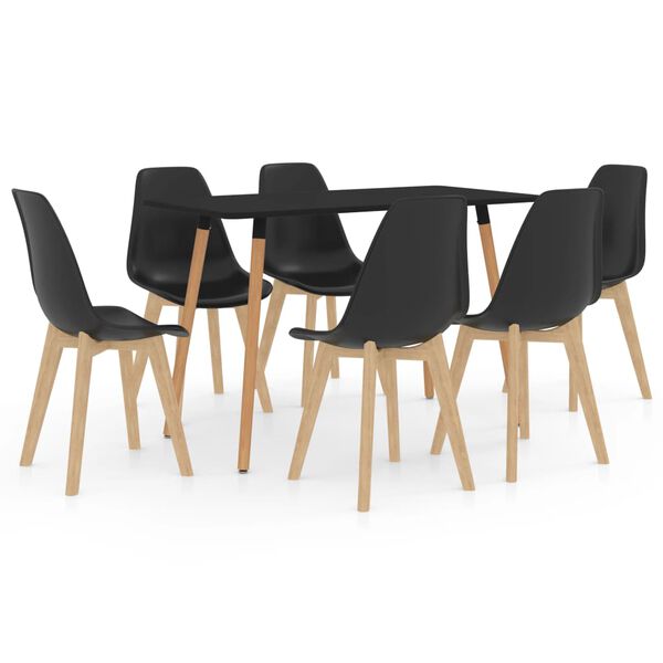 vidaXL 7 Piece Dining Set Black