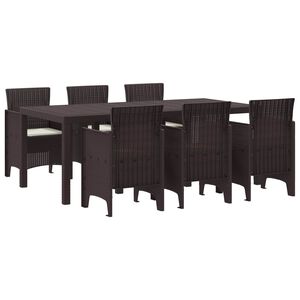 vidaXL Garden Dining Set 7 pcs Brown Polypropylene