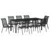 vidaXL Garden Dining Set 9 pcs Black Powder-Coated Steel