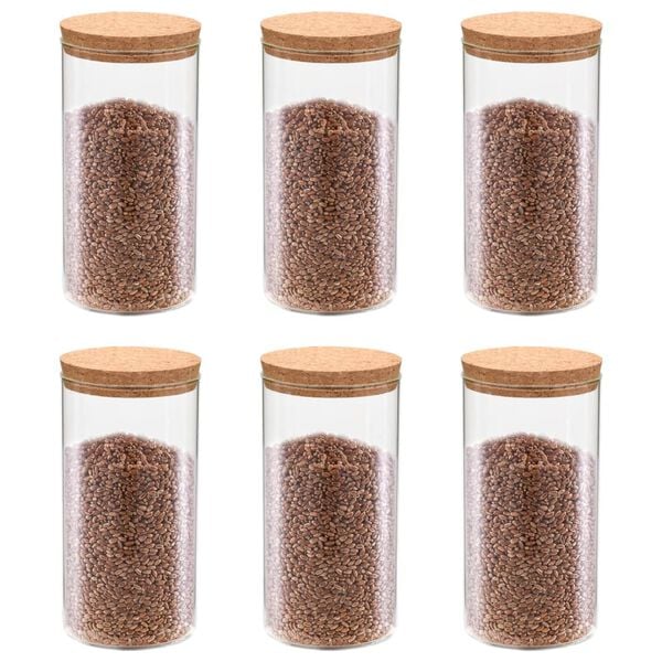 vidaXL Storage Glass Jars with Cork Lid 6 pcs 1400 ml