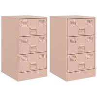 vidaXL Bedside Cabinets 2 pcs Pink 34.5x39x62 cm Steel