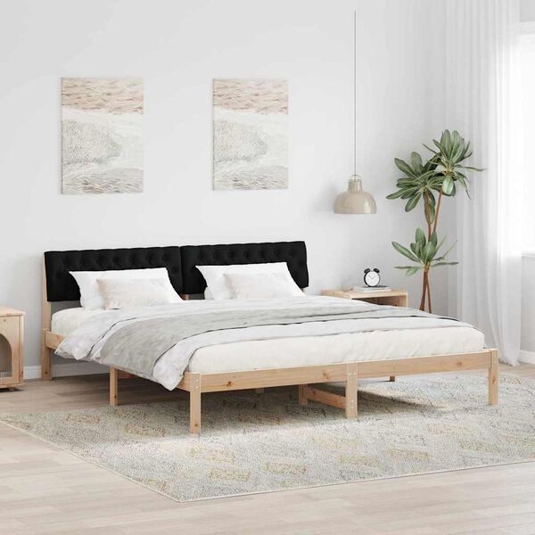 vidaXL Bed frame Brown and black 180 x 200 cm Solid pine wood