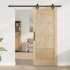 vidaXL Sliding Door Natural and Black 83 x 202 cm Solid Pine Wood