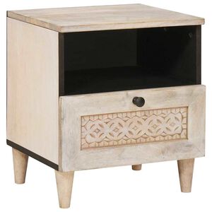 vidaXL Bedside Cabinet Beige 40 x 33 x 46 cm Solid Acacia wood