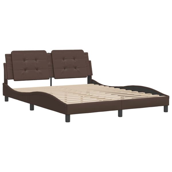 vidaXL Bed Frame without Mattress "Zadar" Brown 160x200 cm Faux Leather