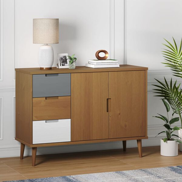 vidaXL Sideboard MOLDE Brown 113x40x80 cm Solid Wood Pine