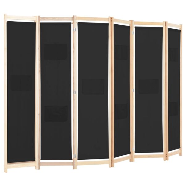 vidaXL 6-Panel Room Divider Black 240x170x4 cm Fabric