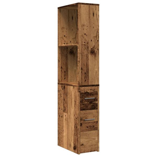 vidaXL Narrow Bathroom Cupboard with Wheels Old Wood Engineered Wood