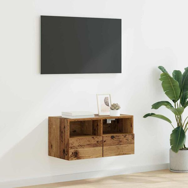 vidaXL TV Wall Cabinet Old Wood 60 x 30 x 30 cm Engineered Wood