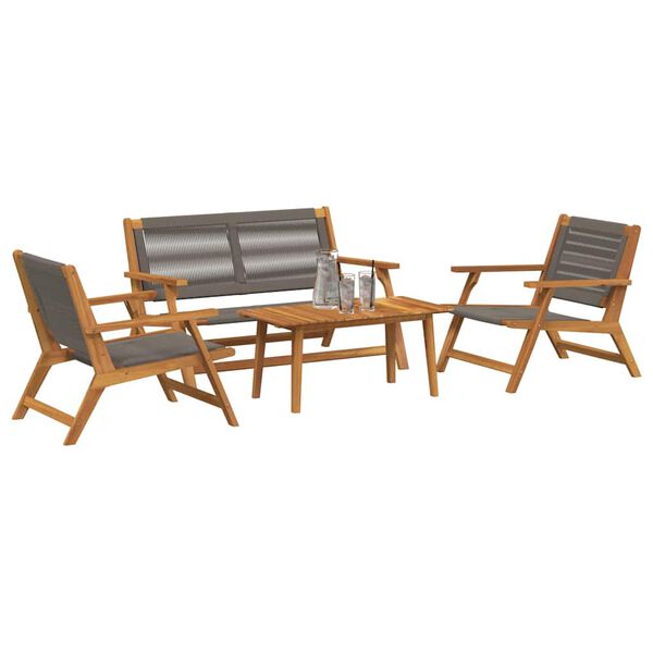 vidaXL Garden Chairs with Table 4 pcs Grey Solid Acacia wood