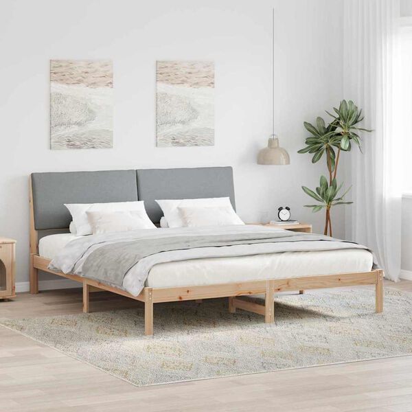 vidaXL Bed frame Brown and light grey 180 x 200 cm Solid pine wood