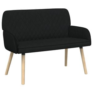 vidaXL 2 Seater Sofa with Solid Wood Legs 2-Seater Black Linen Fabric