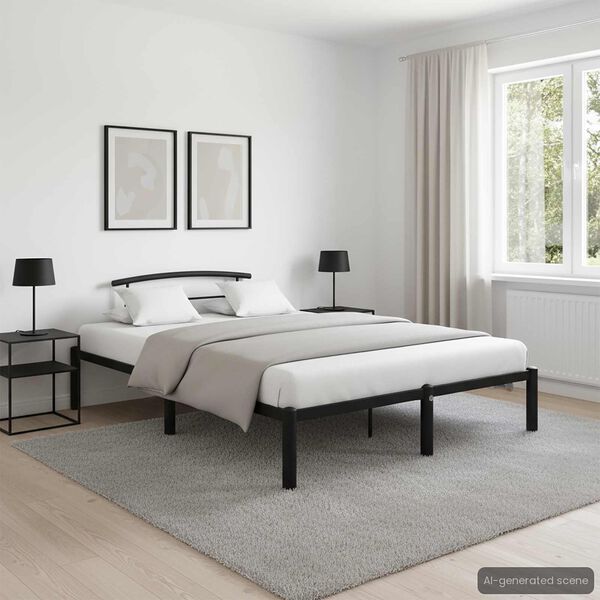 vidaXL Bed Frame without Mattress Black Metal 160x200 cm