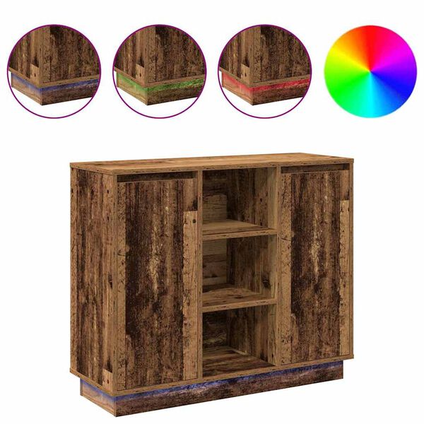 vidaXL LED Sideboard Old Wood 90 x 32 x 75 cm Engineered Wood