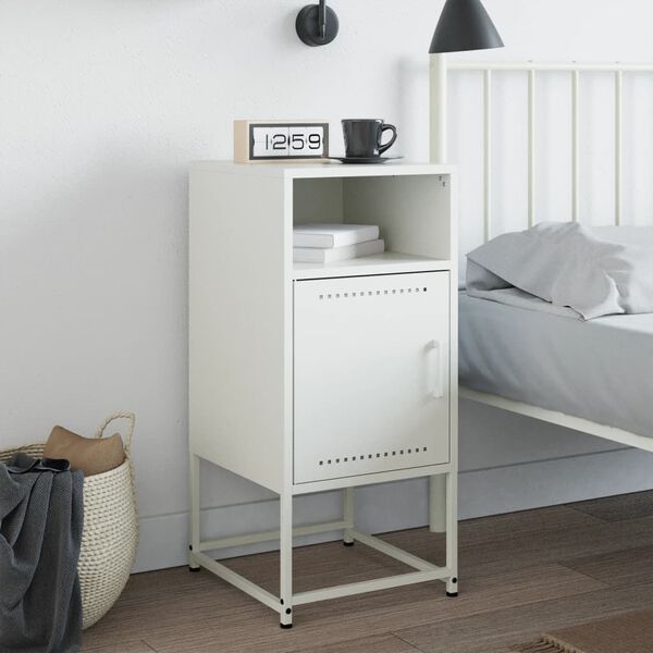vidaXL Bedside Cabinet White 36x39x78 cm Steel