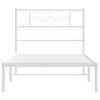 vidaXL Metal Bed Frame without Mattress with Headboard White 75x190cm