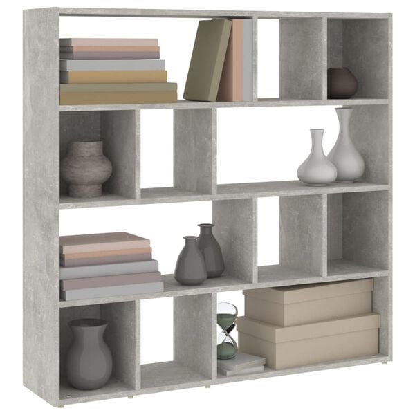 vidaXL Book Cabinet/Room Divider Concrete Grey 105x24x102 cm