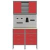 vidaXL Work Cabinet Set with Drawer with Shelf with Storage 5 pcs Red