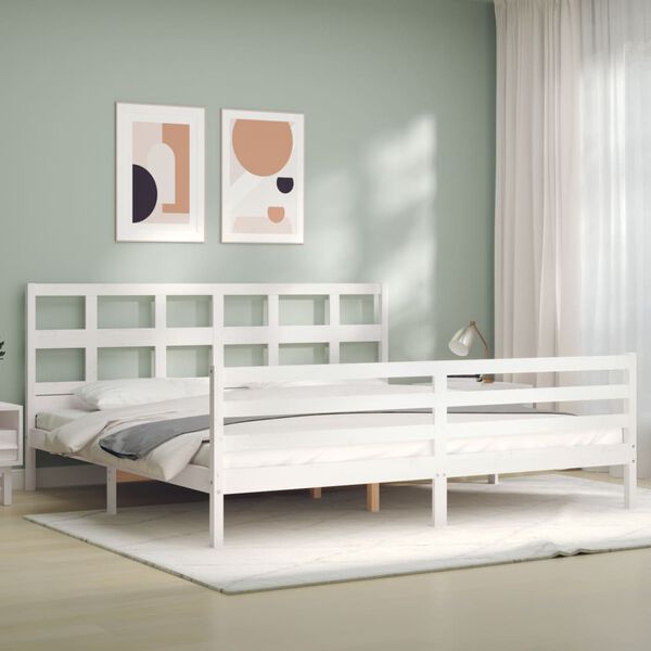 vidaXL Bed Frame without Mattress White Super King Size Solid Wood
