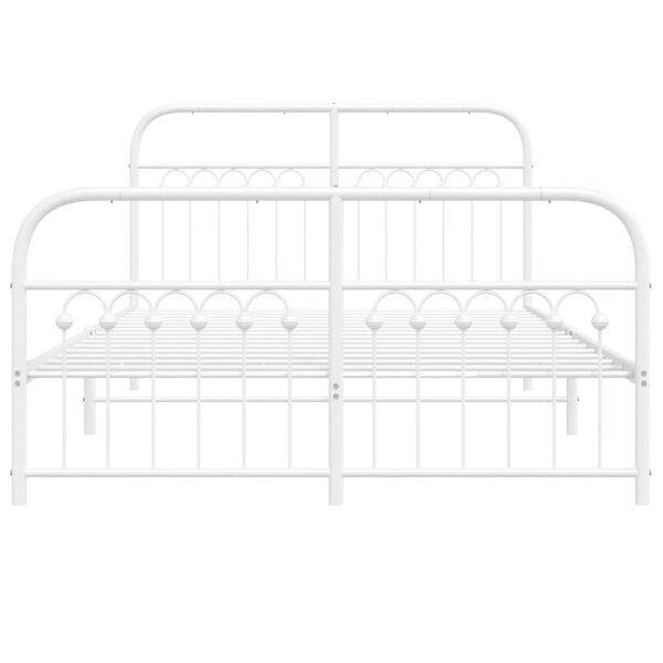vidaXL Metal Bed Frame without Mattress with Footboard White 137x190cm