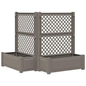 vidaXL Big Planter with Trellis 2 pcs PP Grey