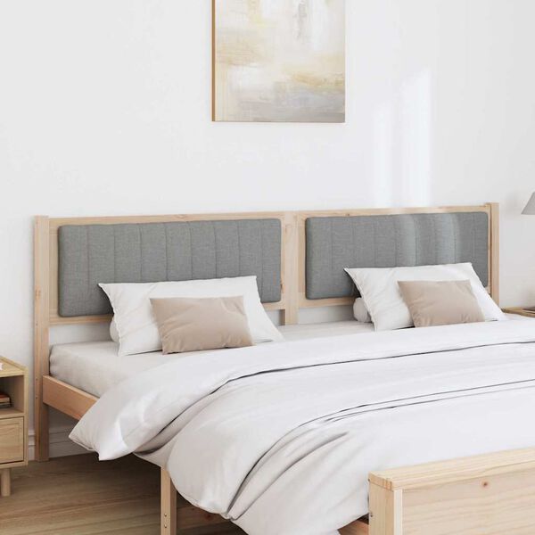 vidaXL Upholstered Headboard Brown 200 cm Solid Pine Wood