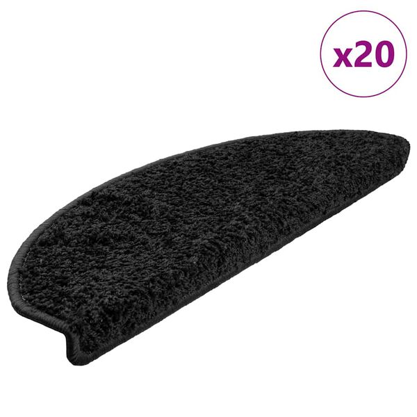 vidaXL Stair Mats 20 pcs 65x21x4 cm Black Half Round Large