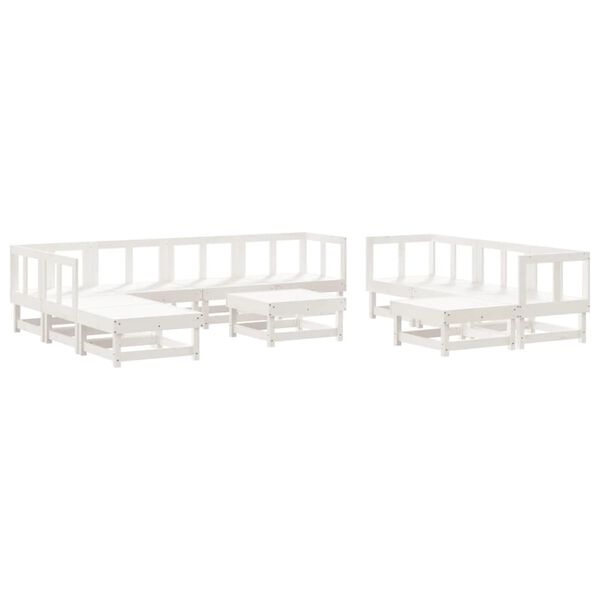 vidaXL 11 Piece Garden Lounge Set White Solid Wood Pine