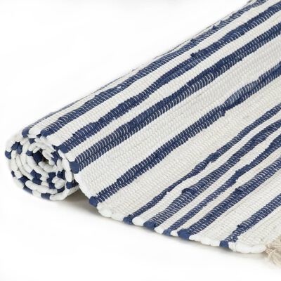 vidaXL Hand-woven Chindi Rug Cotton 200x290 cm Blue and White