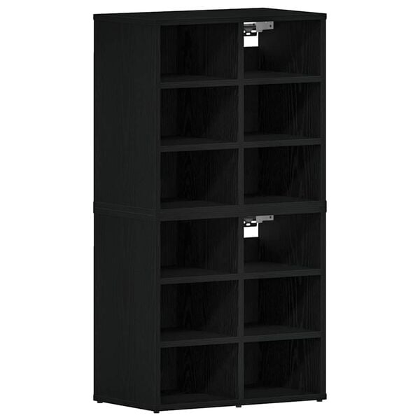 vidaXL Shoe Cabinet 2 pcs Black Oak 52 x 30 x 50.5 cm Engineered Wood