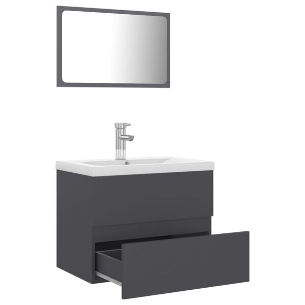 vidaXL Bathroom Furniture Set Grey Engineered Wood