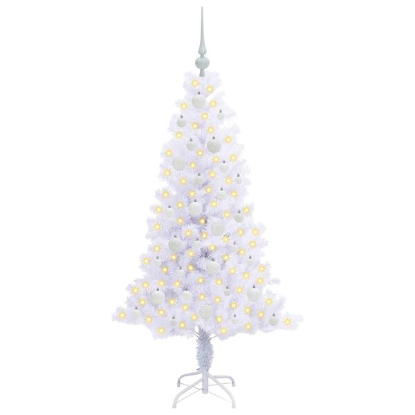 vidaXL Artificial Christmas Tree with Stand White 150 cm PVC and Steel