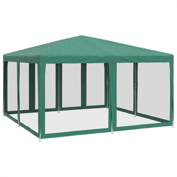 vidaXL Party Tent with 8 Mesh Sidewalls Green 4x4 m HDPE
