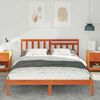 vidaXL Bed Frame with Headboard Wax Brown 160 x 200 cm Solid Pine Wood