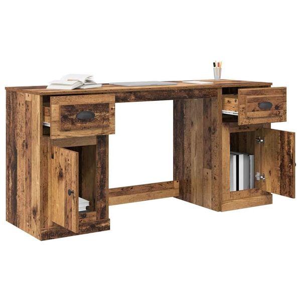 vidaXL Desk with Cabinet Old Wood 154.5 x 50 x 75 cm Engineered Wood