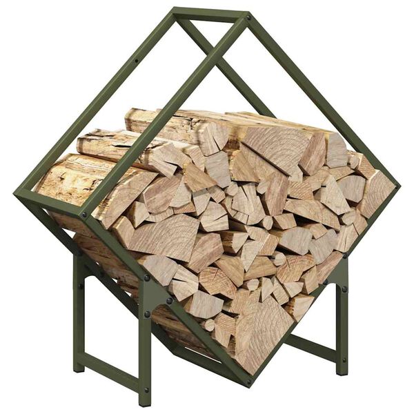 vidaXL Firewood Rack Olive Green 60x25x60 cm Cold-rolled steel