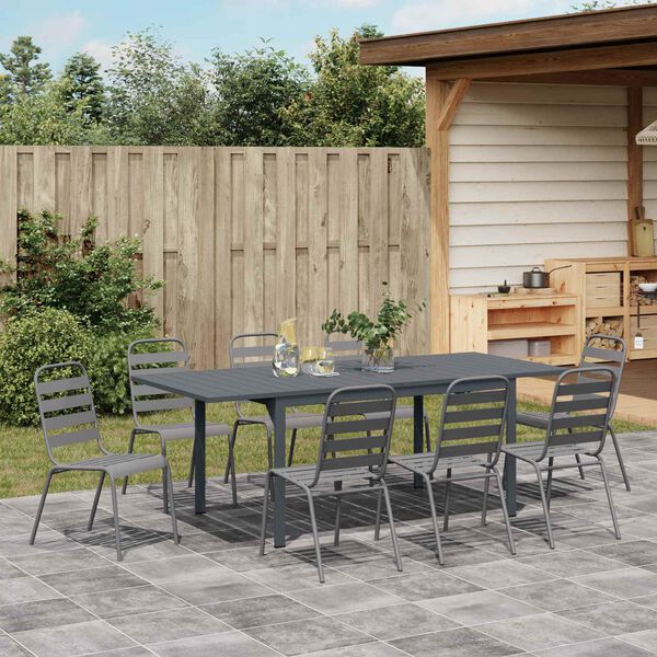 vidaXL Garden Dining Set 9 pcs Anthracite Powder-coated Steel