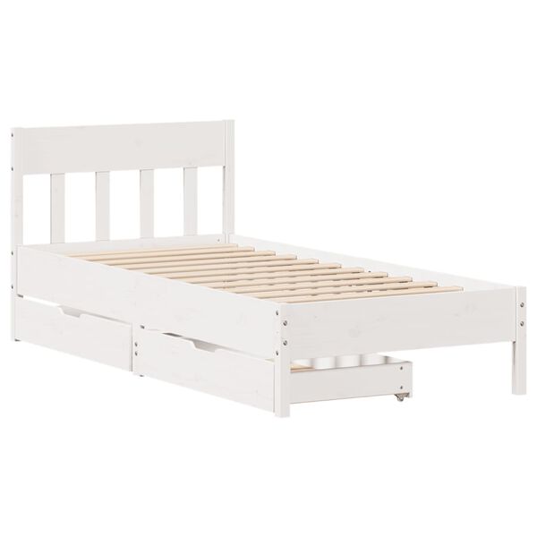 vidaXL Bed Frame without Mattress White 100x200 cm Solid Wood Pine