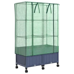 vidaXL Garden Planter with Greenhouse Cover&Wheels 2 pcs Blue Grey PP