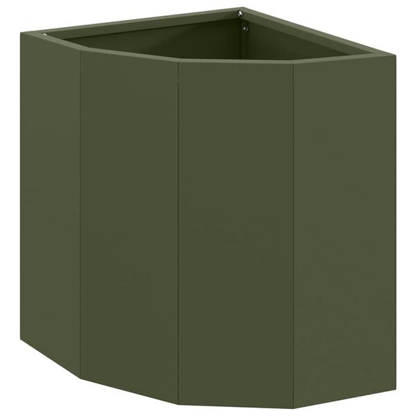 vidaXL Corner Planter Olive green 30 x 30 x 35 cm Steel
