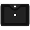 Ceramic Bathroom Sink Basin with Faucet Hole Black Square