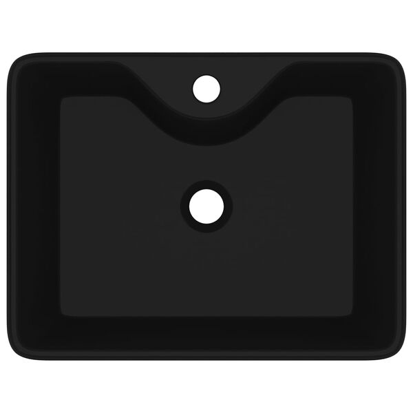 Ceramic Bathroom Sink Basin with Faucet Hole Black Square